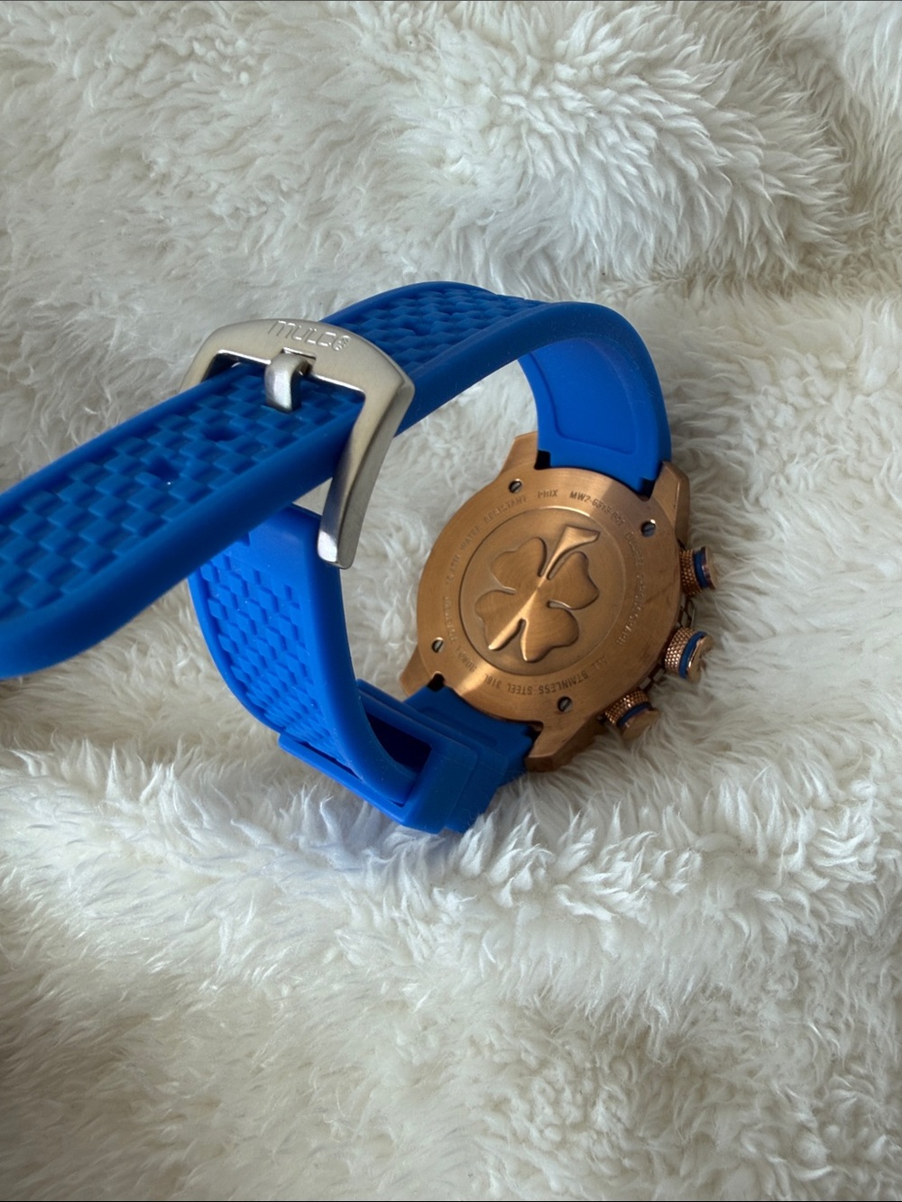 Mulco Blue and Rose Gold Sport Chronograph Watch - Picture 6 of 11